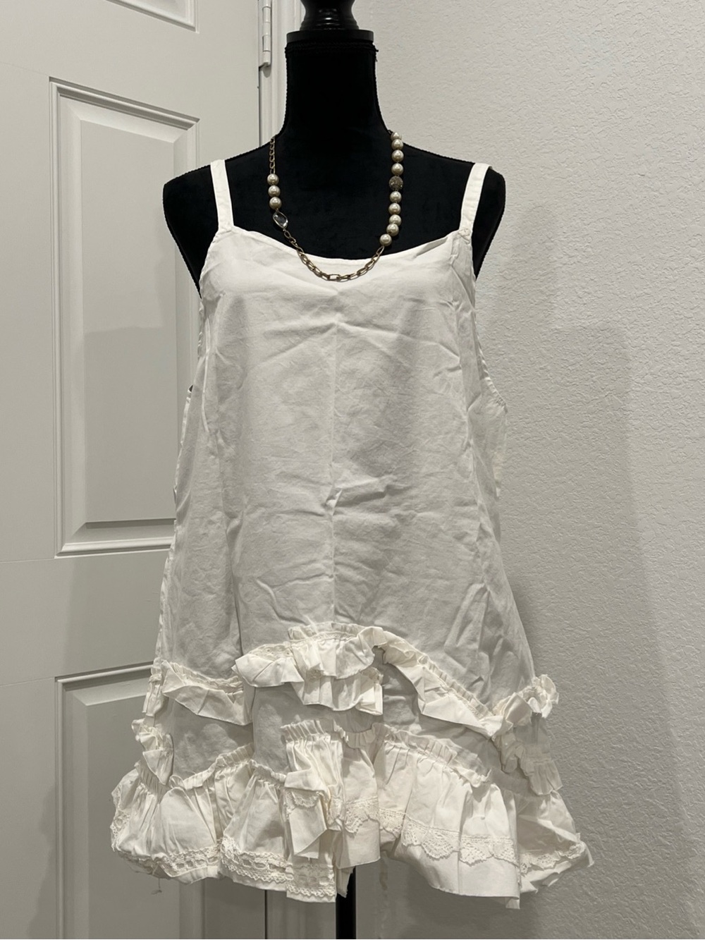 Women’s White Ruffle Slip Dress (item 18.5)